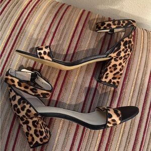NEW! Marc Fisher Calf Hair Leopard Heeled Sandals